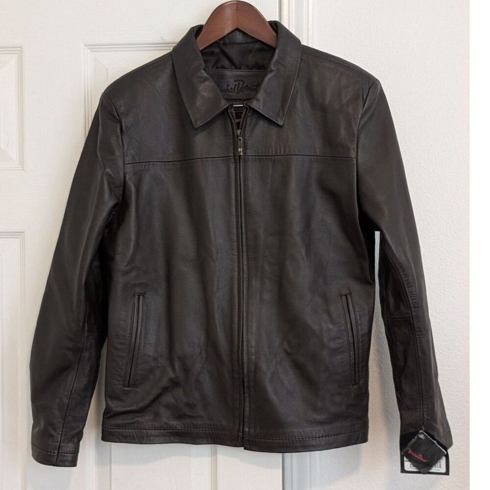 Michel Domit Lambskin Leather Jacket Brown NEW WITH TAGS -- Men's S